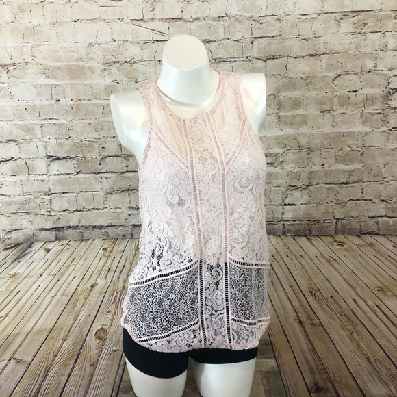 Express Tops - NWOT Express pink lace tank top small